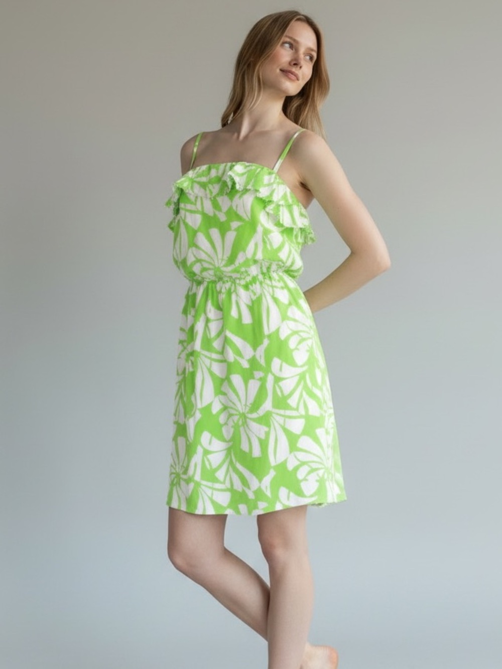 Lilly Pulitzer Darcia Silk Limeade Wishing you were here Green Floral Dress 6
